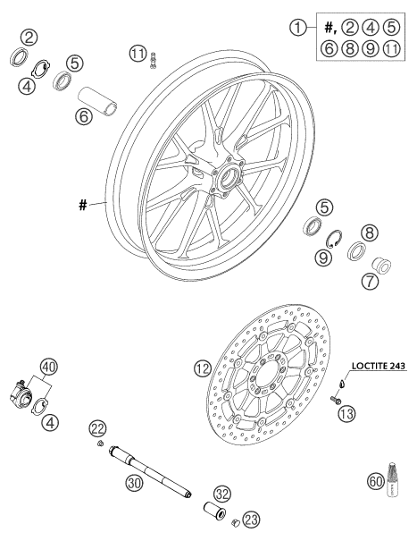 ROUE AVANT POUR 640 DUKE II BLACK 2003 (EU)