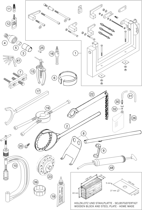 OUTILS SPECIAUX MOTEUR POUR 450 RALLYE FACTORY REPL 2004 EU