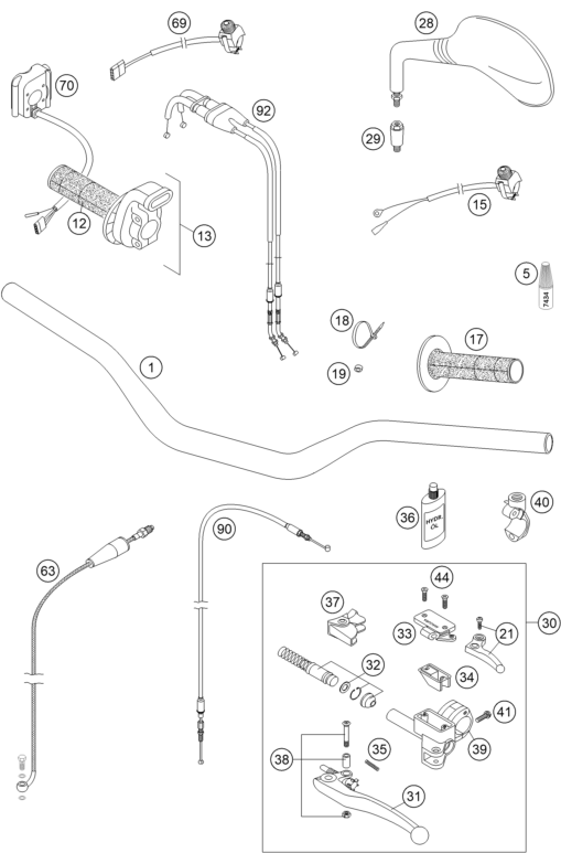 GUIDON ARMATURES POUR 450 EXC RACING 2005 EU