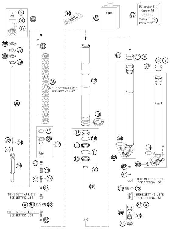 FOURCHE TELESCOPIQUE POUR 450 EXC-R 2008 (EU)