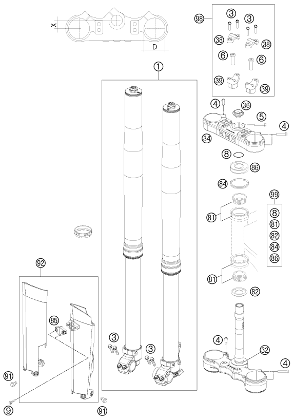 FOURCHE TELESCOPIQUE TE DE FOURCHE POUR 250 EXC 2012 (EU)