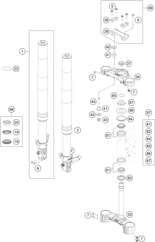 FOURCHE TELESCOPIQUE TE DE FOURCHE POUR 690 DUKE ORANGE 2017 (EU)