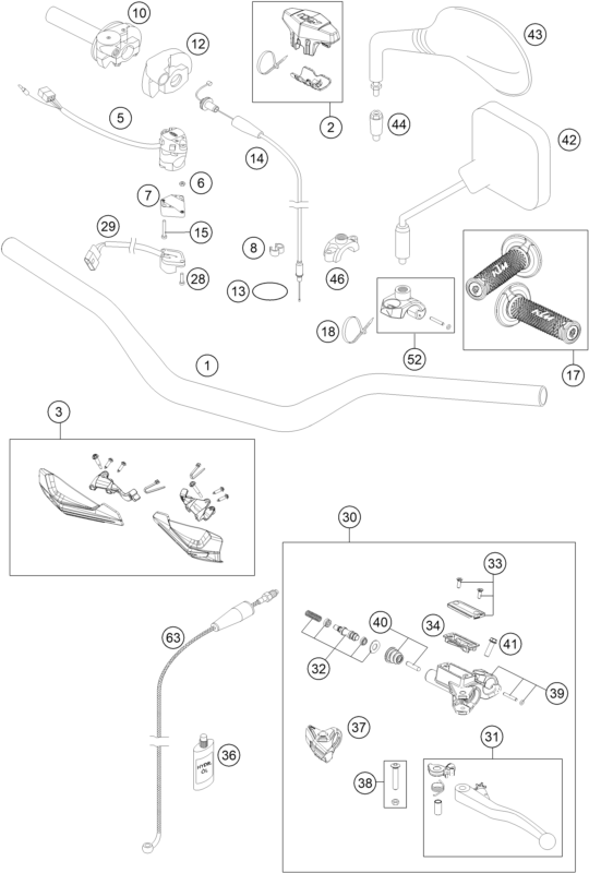 GUIDON ARMATURES POUR 125 EXC 2014 EU