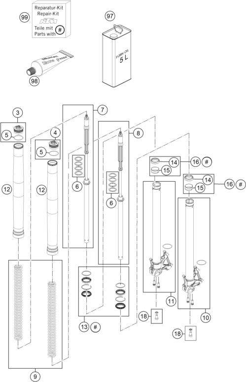 FOURCHE TELESCOPIQUE POUR 1190 ADVENTURE R ABS 2015 FR