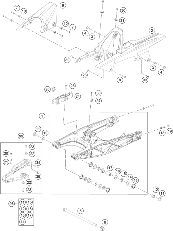 BRAS OSCILLANT POUR RC 390 BLACK - B.D. 2018 (EU)