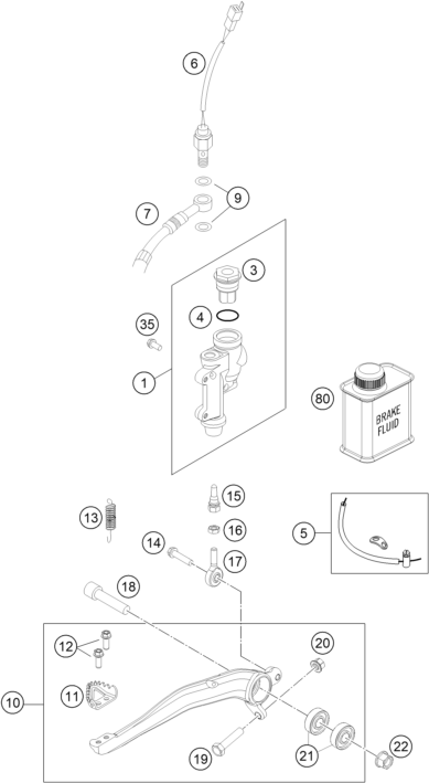 SYSTEME DE FREIN ARRIERE POUR 250 EXC SIX DAYS 2015 EU