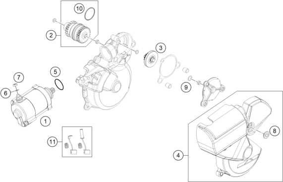 DEMARREUR ELECTRIQUE POUR 250 EXC 2015 EU