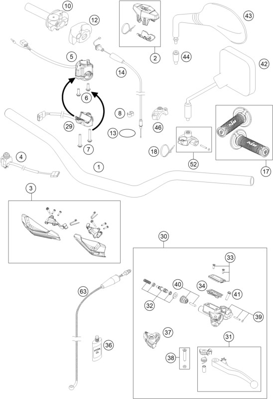 GUIDON ARMATURES POUR 200 EXC 2016 EU