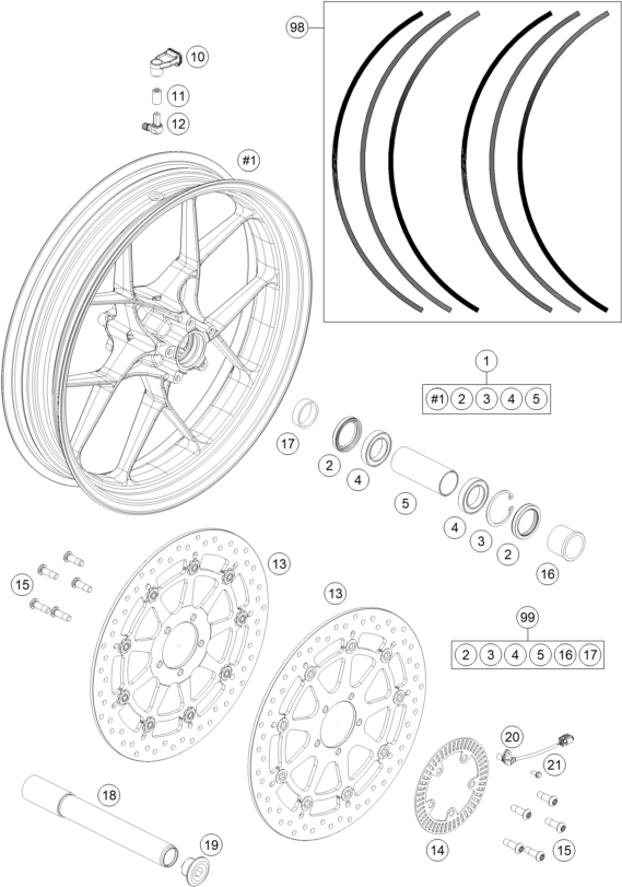 ROUE AVANT POUR 1290 SUPER DUKE GT GREY 17 EU