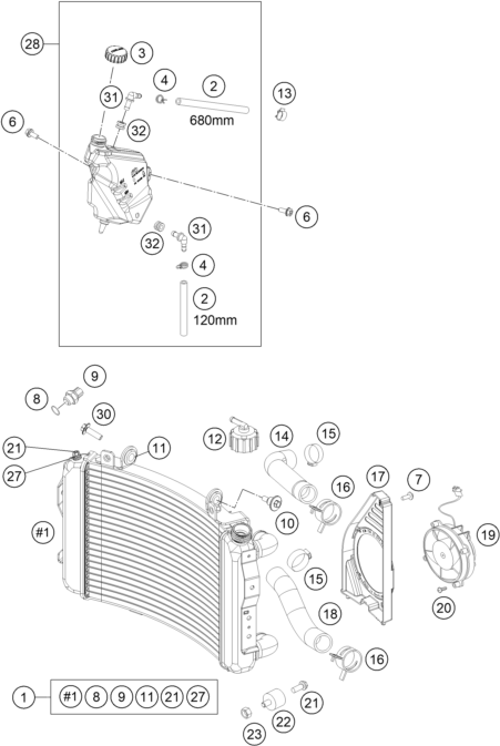 SYSTEME DE REFROIDISSEMENT POUR 690 DUKE ORANGE 2017 EU