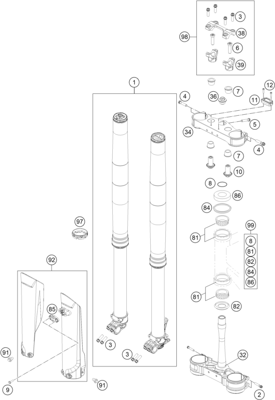 FOURCHE TELESCOPIQUE TE DE FOURCHE POUR 250 SX F 2018 EU