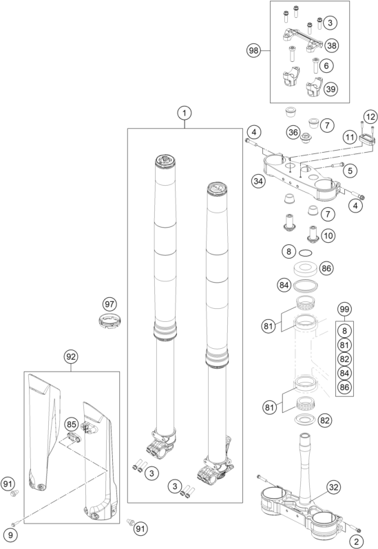 FOURCHE TELESCOPIQUE TE DE FOURCHE POUR 250 SX F 2019 EU