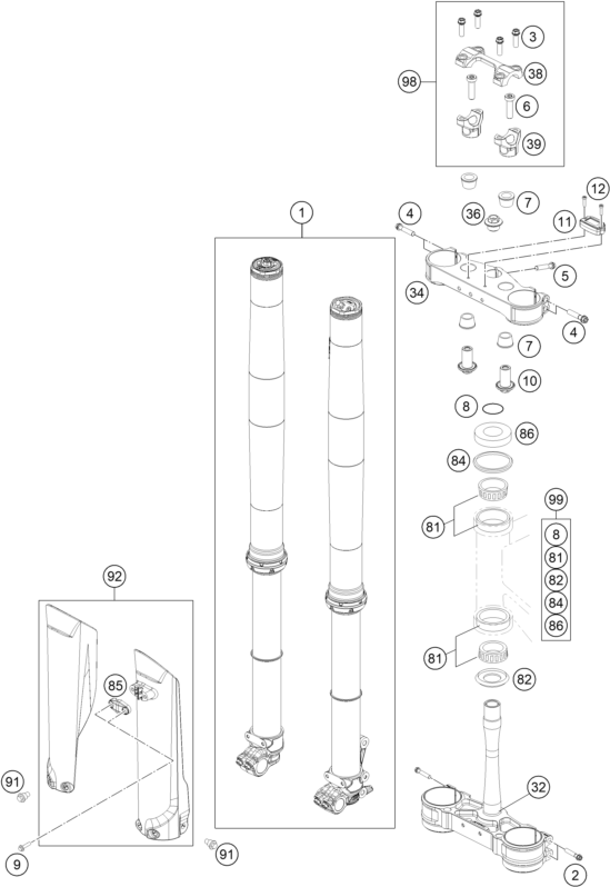 FOURCHE TELESCOPIQUE TE DE FOURCHE POUR 250 SX 2022 EU