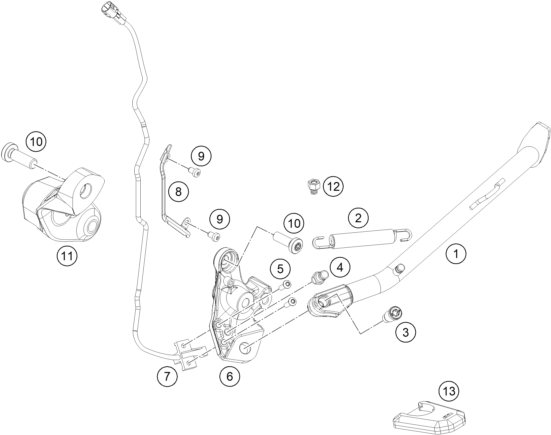 BEQUILLE LATERALE  BEQUILLE CENTRALE POUR 890 ADVENTURE R RALLY 2024 EU