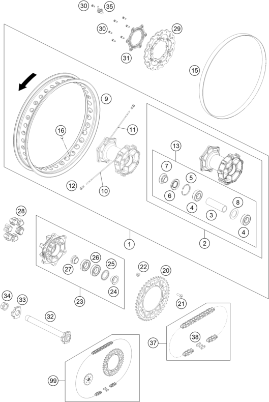 ROUE ARRIERE POUR 690 ENDURO R 2024 EU