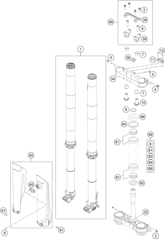 FOURCHE TELESCOPIQUE TE DE FOURCHE POUR 350 SX F 2021 EU