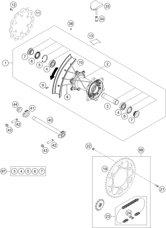 ROUE ARRIERE POUR 300 XC 2025