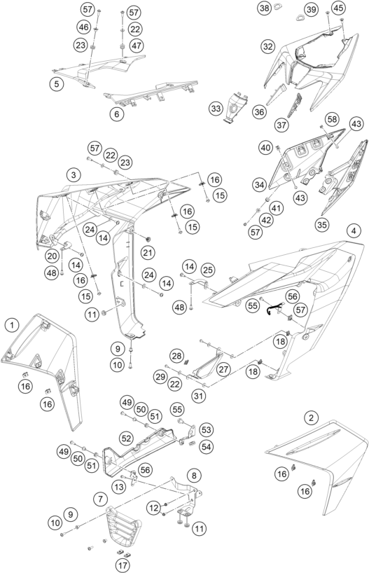 HABILLAGE LATERAL POUR RC 390 ORANGE BD 2024 EU