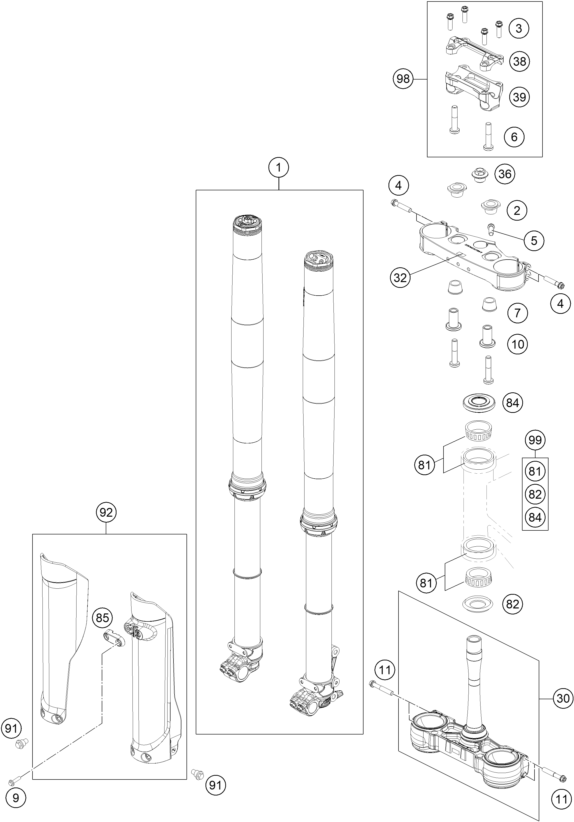 FOURCHE TELESCOPIQUE TE DE FOURCHE POUR 125 XC 2025