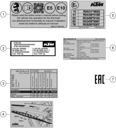 TECHNIC INFORMATION STICKER POUR 690 ENDURO R 2024 EU