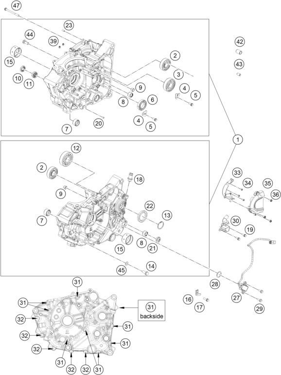 CARTER MOTEUR POUR 125 DUKE BLUE NHD BD 2025 EU