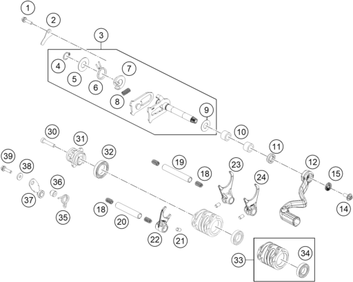 MECANISME DE SELECTION POUR 65 SX 2025