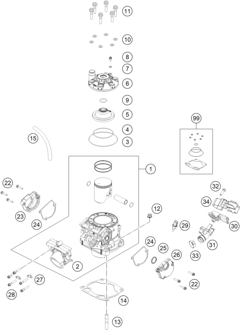 CYLINDRE CULASSE POUR 300 SX 2025 EU