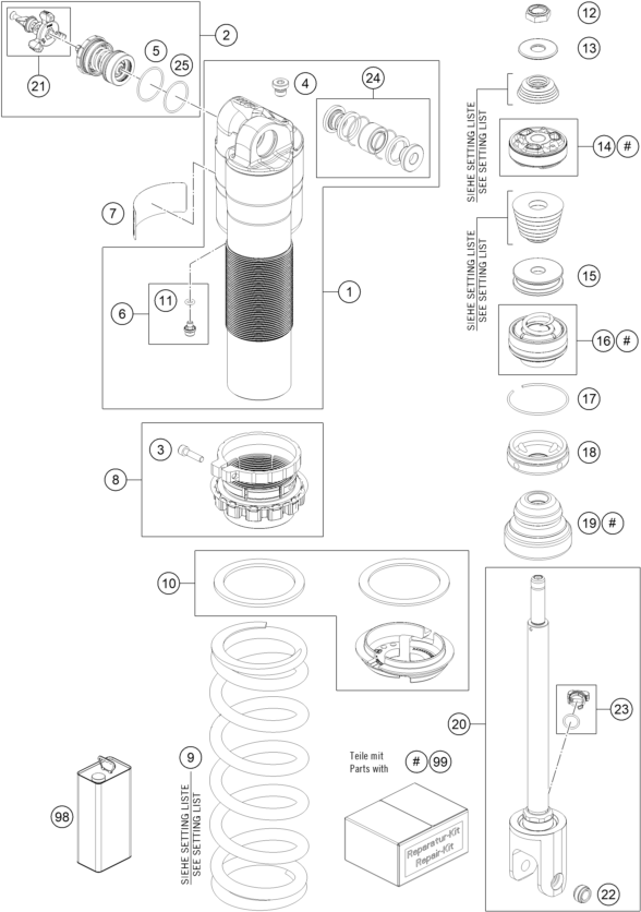 ARMORTISSEUR POUR 250 SX F 2025 EU