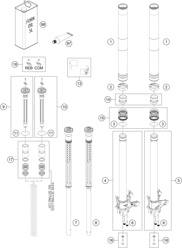 FOURCHE TELESCOPIQUE POUR 990 DUKE BLACK 2024 EU