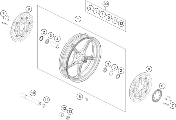 ROUE AVANT POUR 990 DUKE BLACK 2024 EU