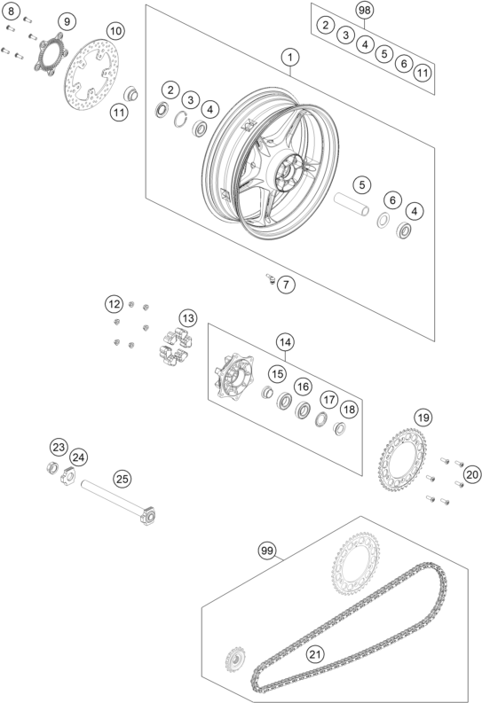 ROUE ARRIERE POUR 990 DUKE BLACK 2024 EU