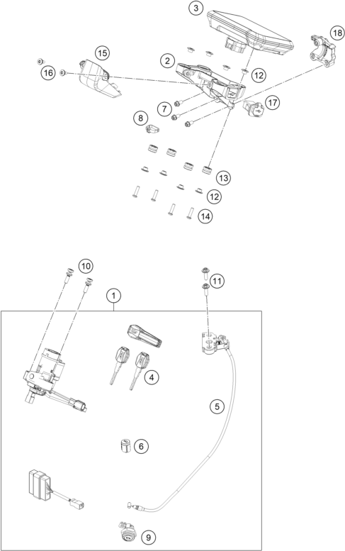 INSTRUMENTS  SYSTEME DE VERROUILLAGE POUR 990 DUKE BLACK 2024 EU