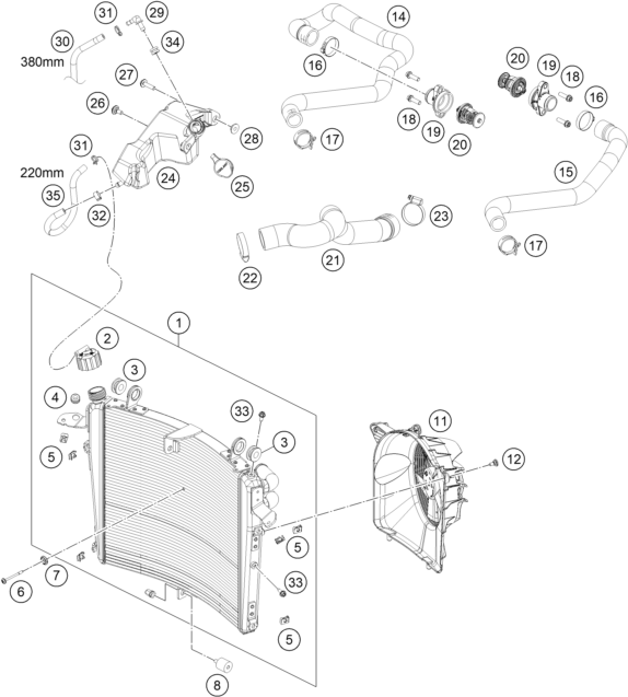 SYSTEME DE REFROIDISSEMENT POUR 1390 SUPER DUKE R BLACK 2024 EU