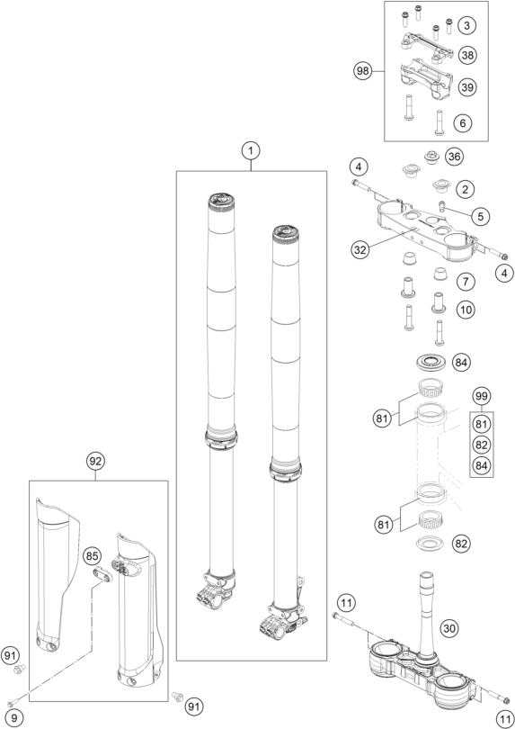 FOURCHE TELESCOPIQUE TE DE FOURCHE POUR 250 XC 2025