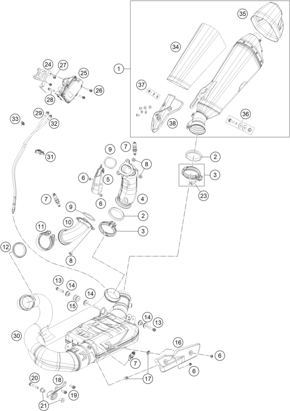 SYSTEME DECHAPPEMENT POUR 1390 SUPER DUKE R BLACK DISPLAY 2025 EU