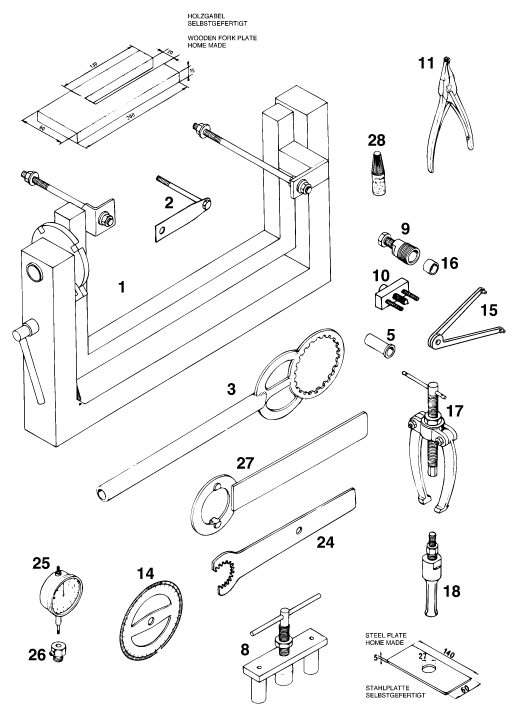 OUTILS SPECIAUX MOTEUR POUR 125 EXC MO EU