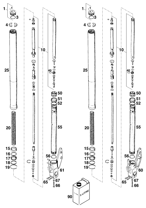 FOURCHE TELESCOPIQUE POUR 125 STING 98 (EU)