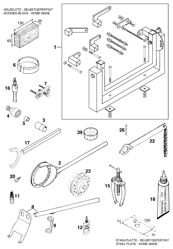 OUTILS SPECIAUX MOTEUR POUR 620 DUKE 37KW EU